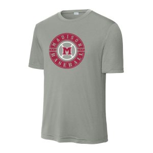 Madison Baseball Wicking Short Sleeve Tee – Silver