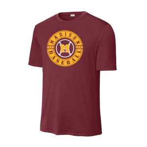 Madison Baseball Wicking Short Sleeve Tee – Maroon