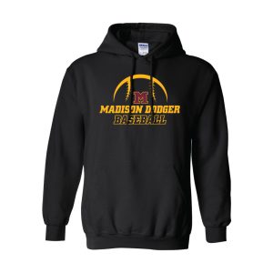 Madison Baseball Pullover Hoodie – Black