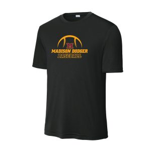 Madison Baseball Wicking Short Sleeve Tee – Black